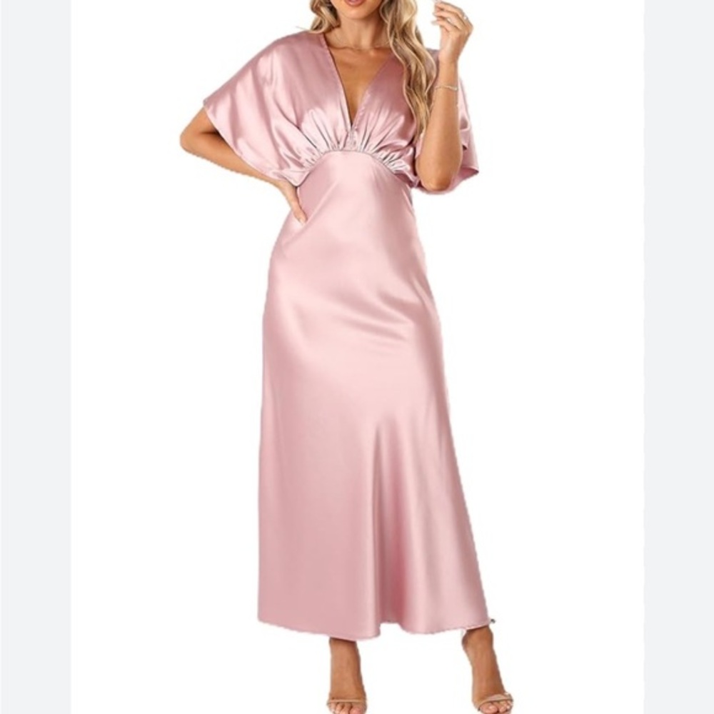 Petal & Pup Dusty Pink Satin Maxi Dress